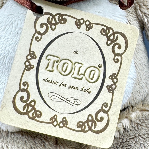 Vintage 2007 Tolo Toys Cuddly Bear Plush Rattle New w/ Tags Beige Collectible - Picture 3 of 11